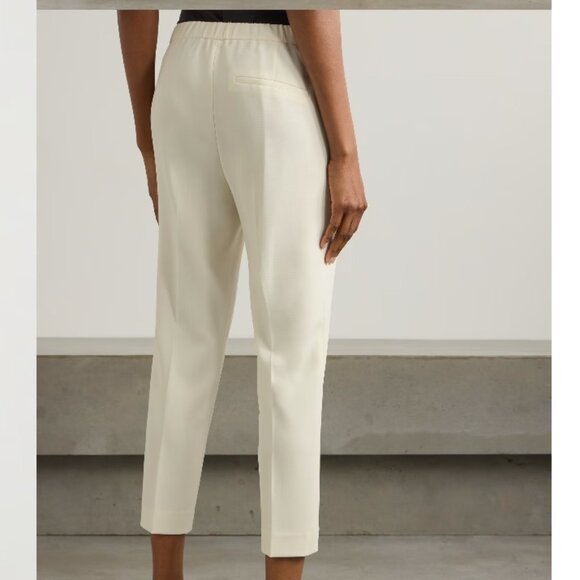 Theory Treeca Crepe Cropped Slim Leg Pants Ecru Off White Trousers 8 - Picture 3 of 12